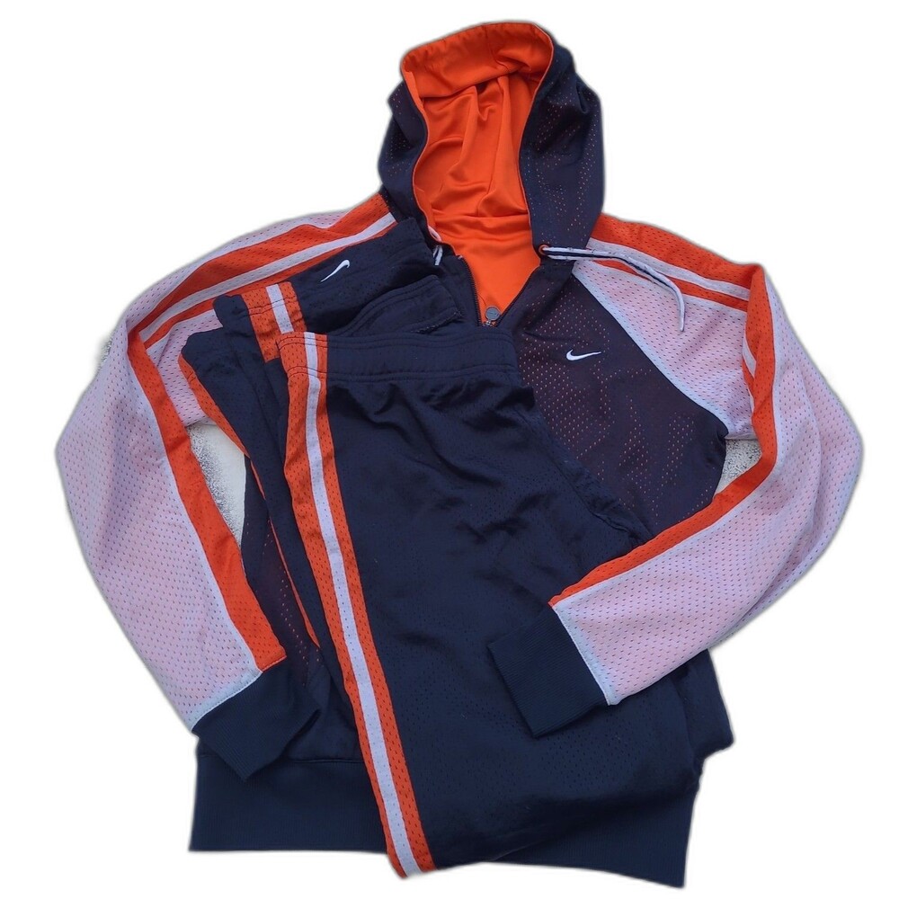 Vtg Y2k Nike Reversible Track Suit Center Swoosh Pants Zip Hoodie